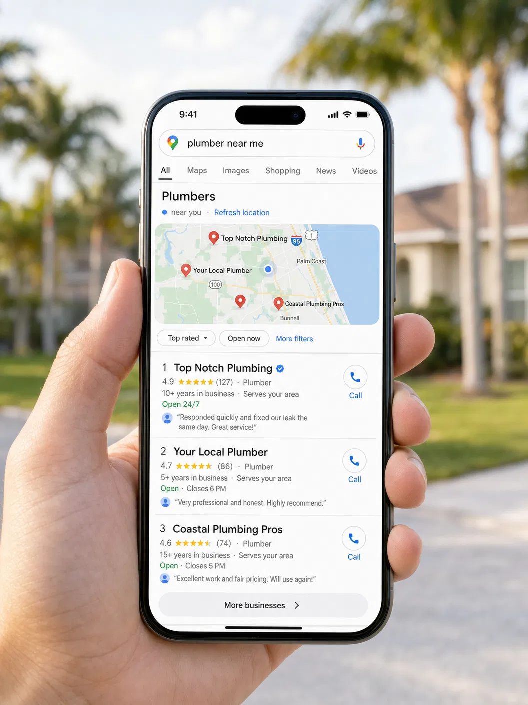 Google Maps local search results