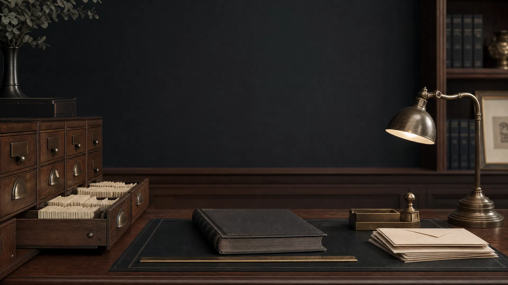 Private office archive table representing Reed Western's organized partnership model