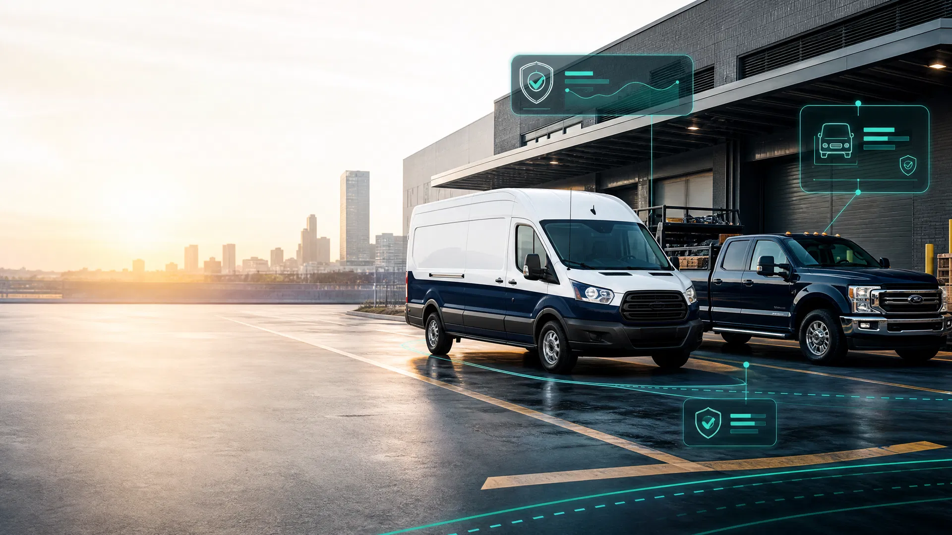 Commercial vans and trucks with digital protection overlays