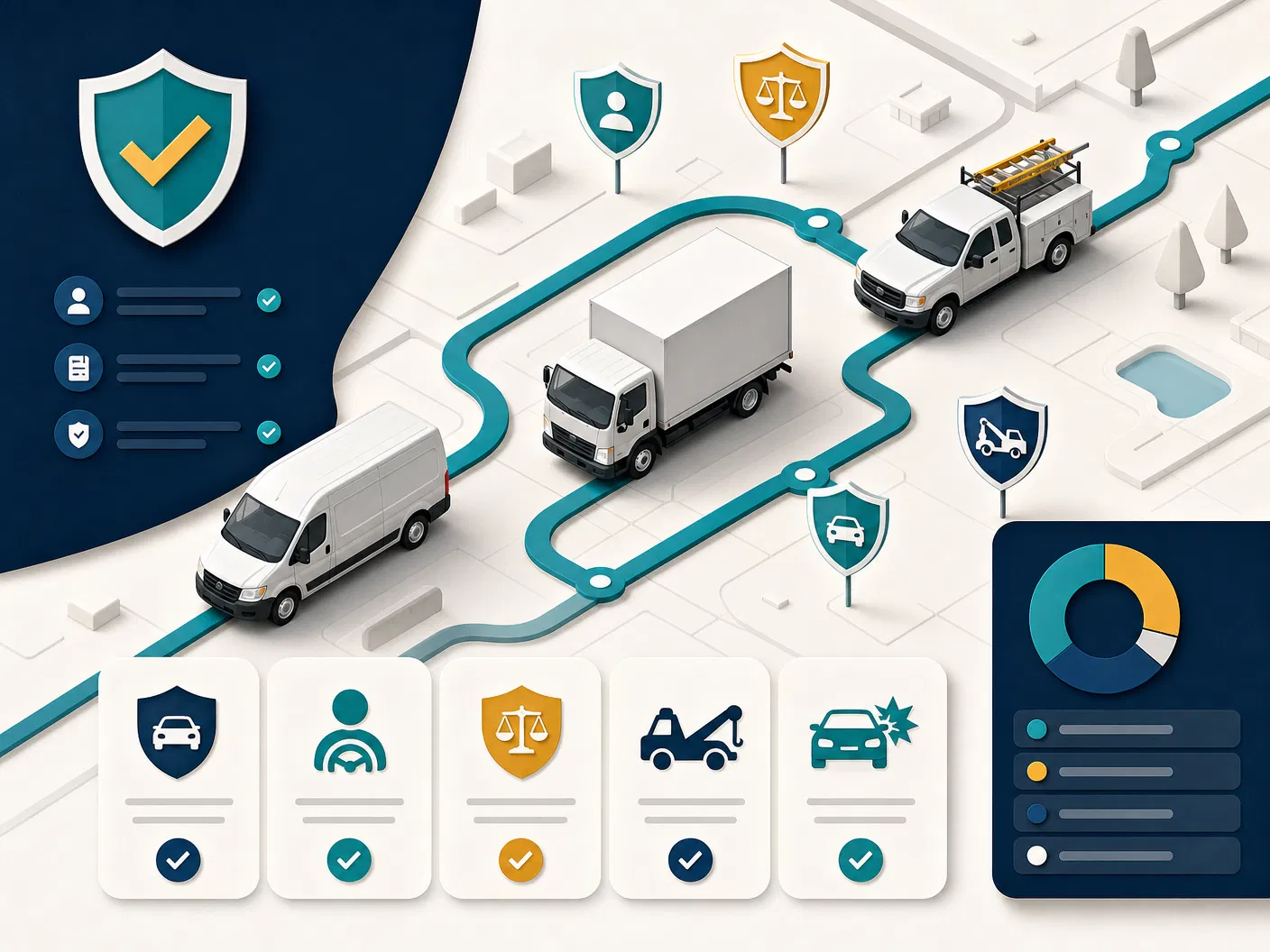 Commercial vehicle route and coverage illustration