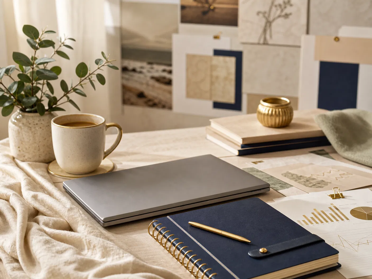 Financial calm planning workspace