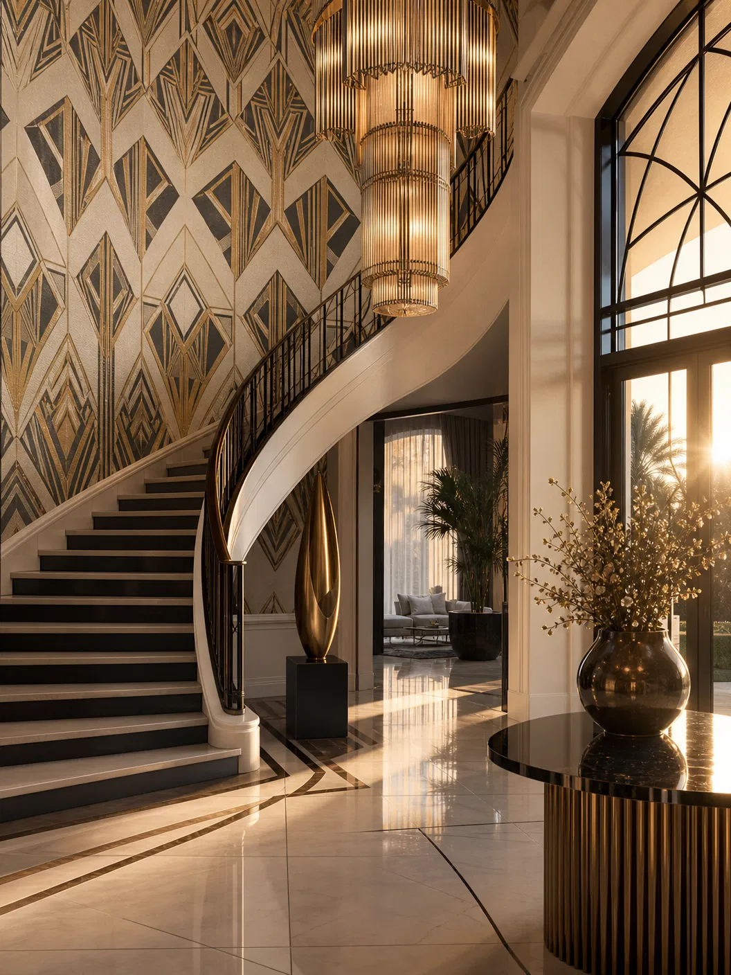 Art Deco foyer wallpaper