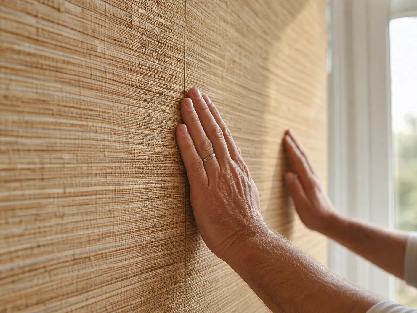 Grasscloth installation detail