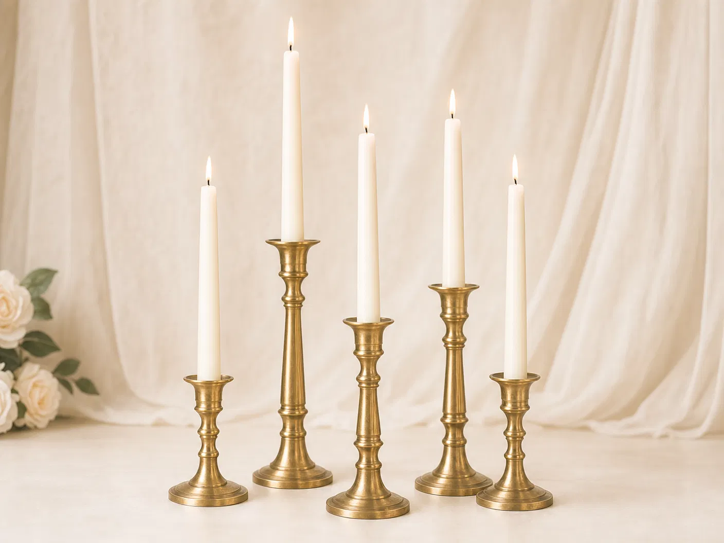 Gold Taper Candle Holders (Set of 6)