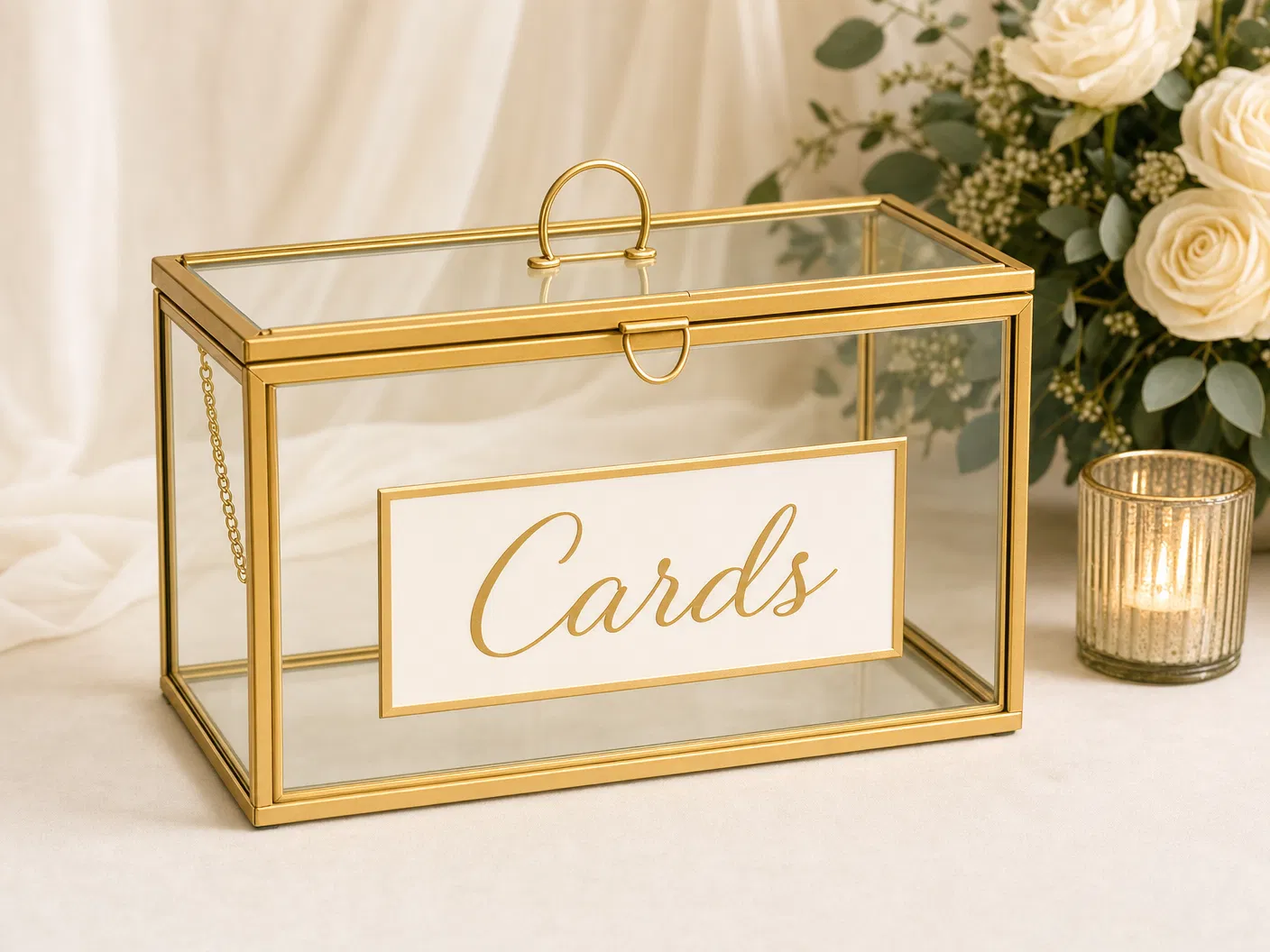 Gold Glass Card Box