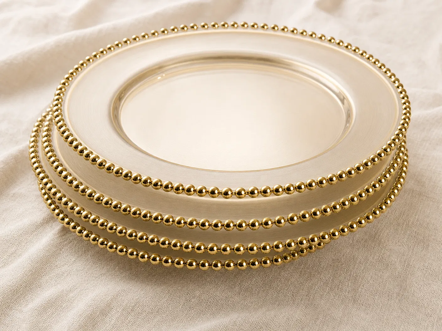 Gold Beaded Charger Plates (Set of 10)