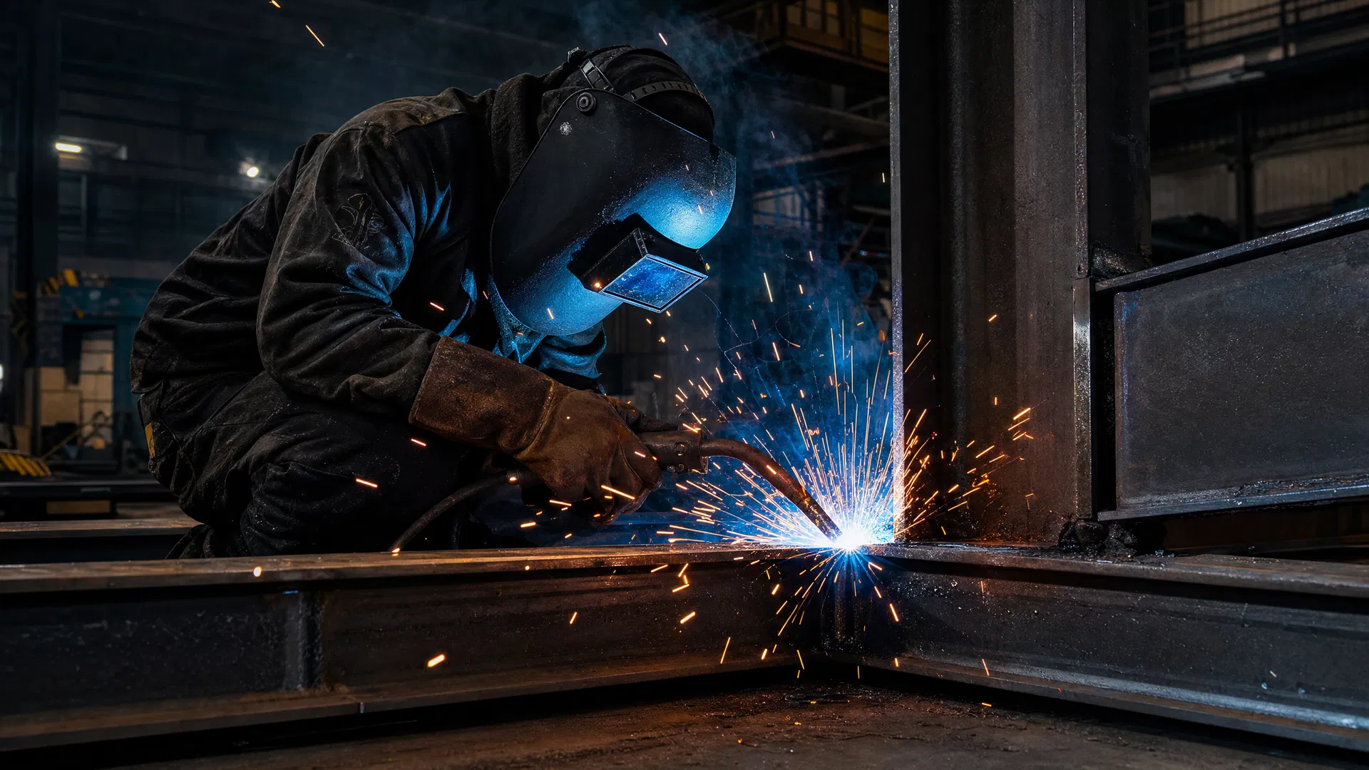 Professional welder at work