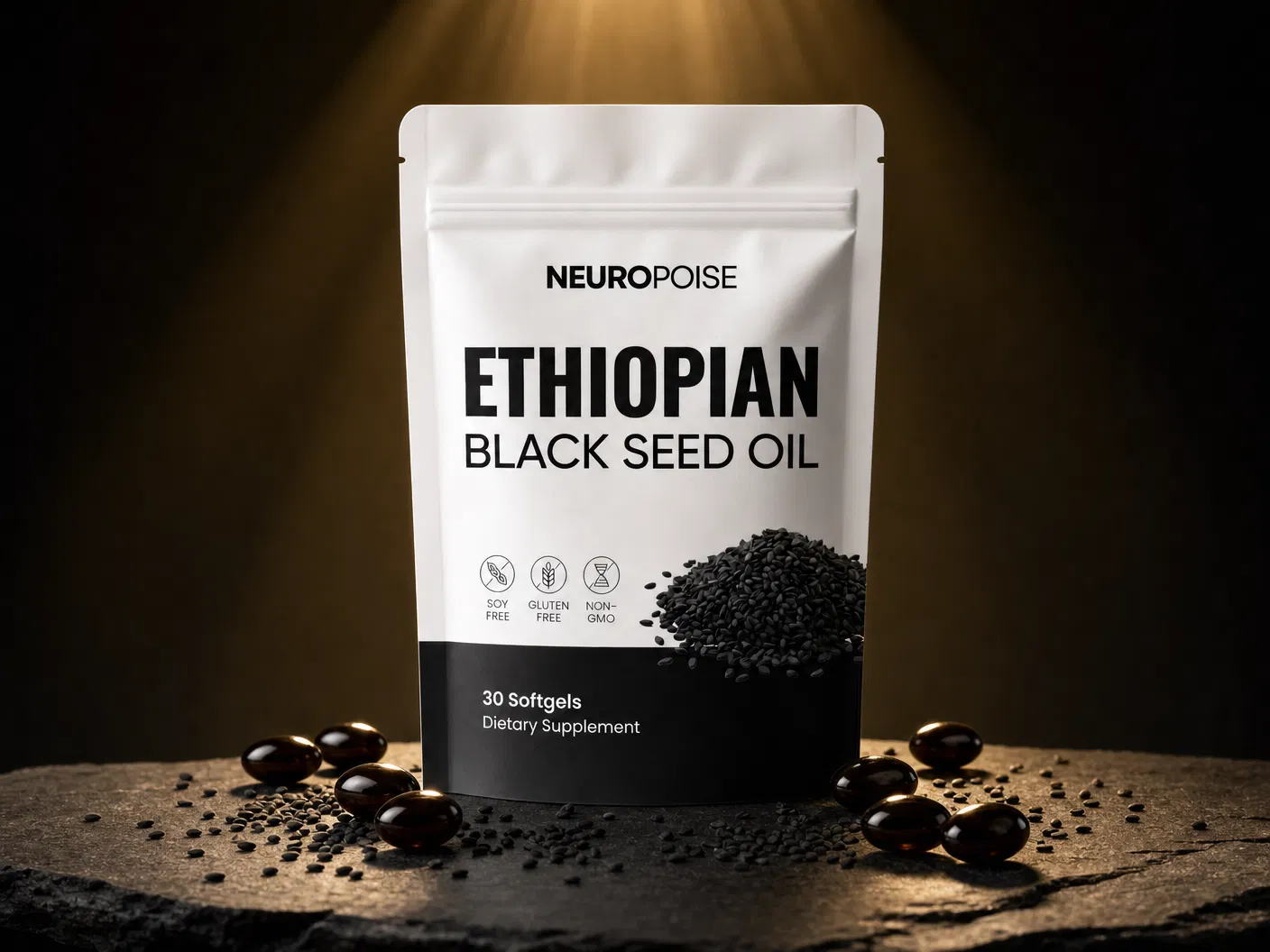 Neuropoise Ethiopian Black Seed Oil — 30 Softgels, premium product reveal