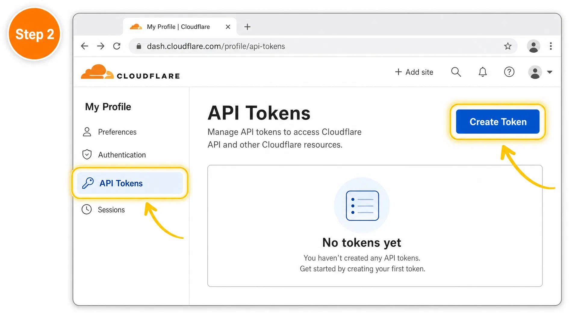 Step 2 — Go to API Tokens