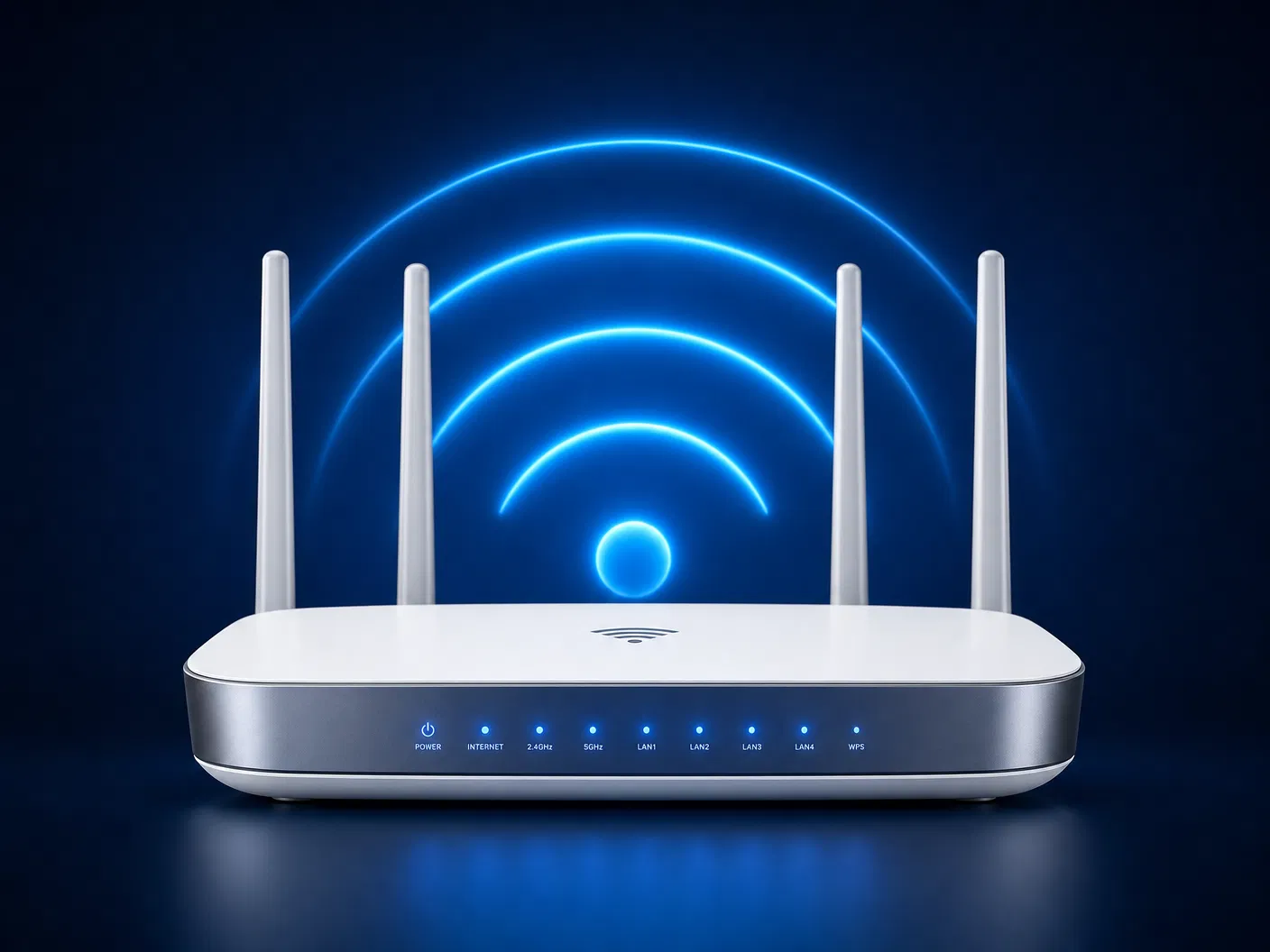 Professional WiFi router with signal arcs