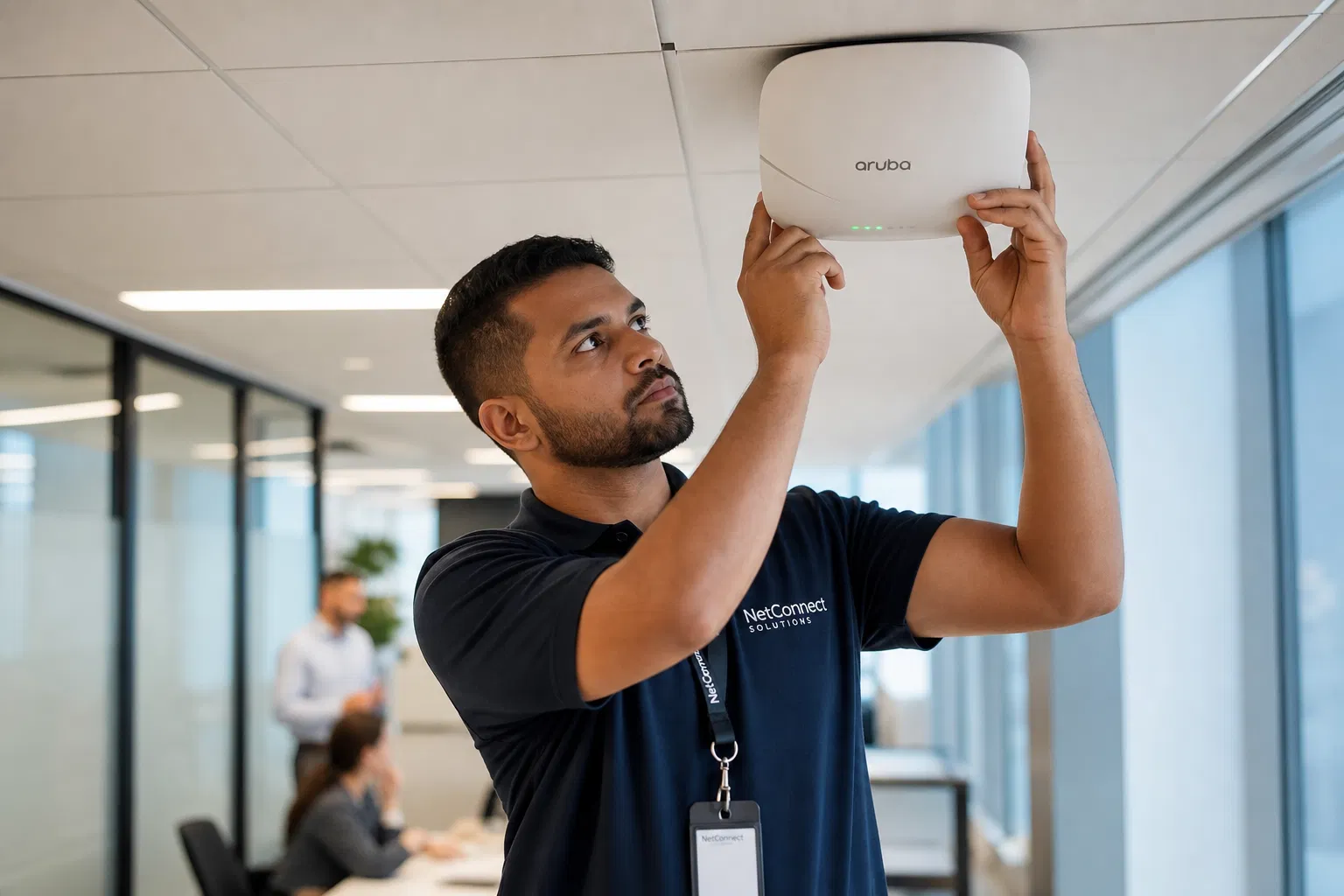 CoreLink technician installing access point
