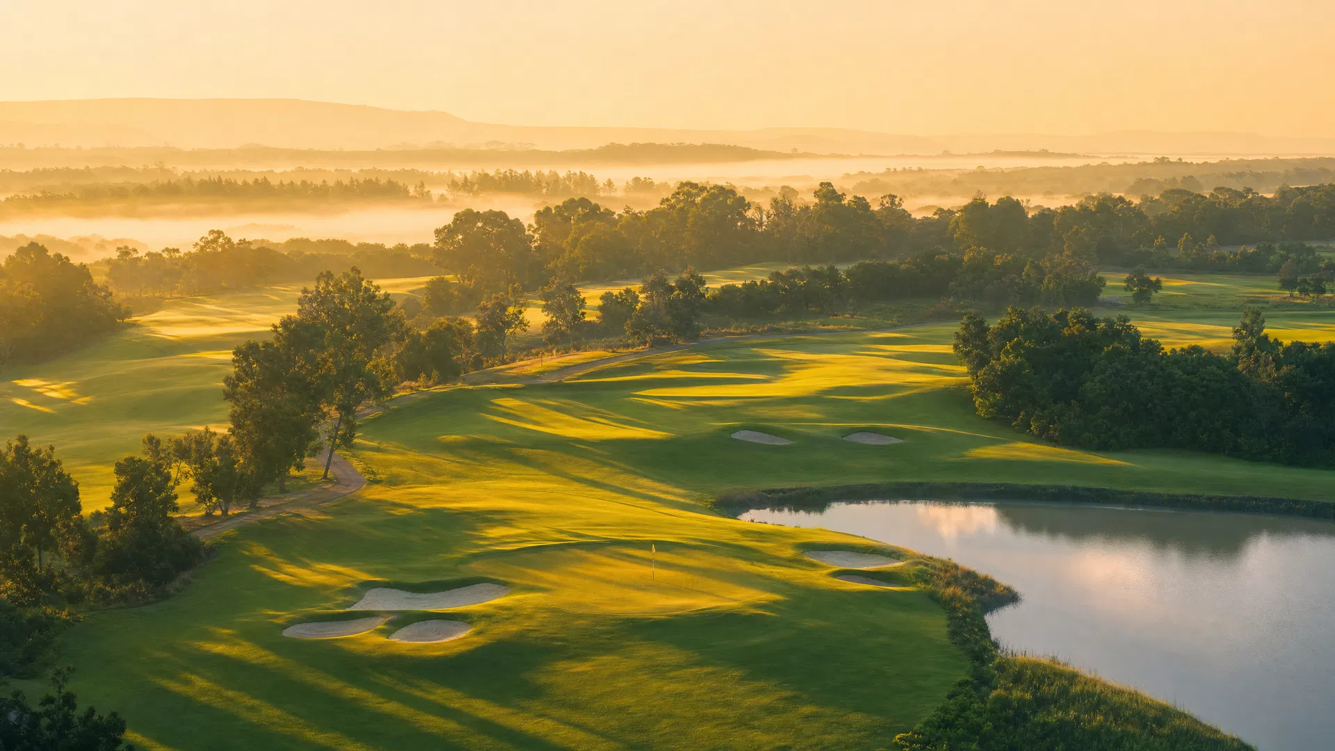 Golf course at golden hour