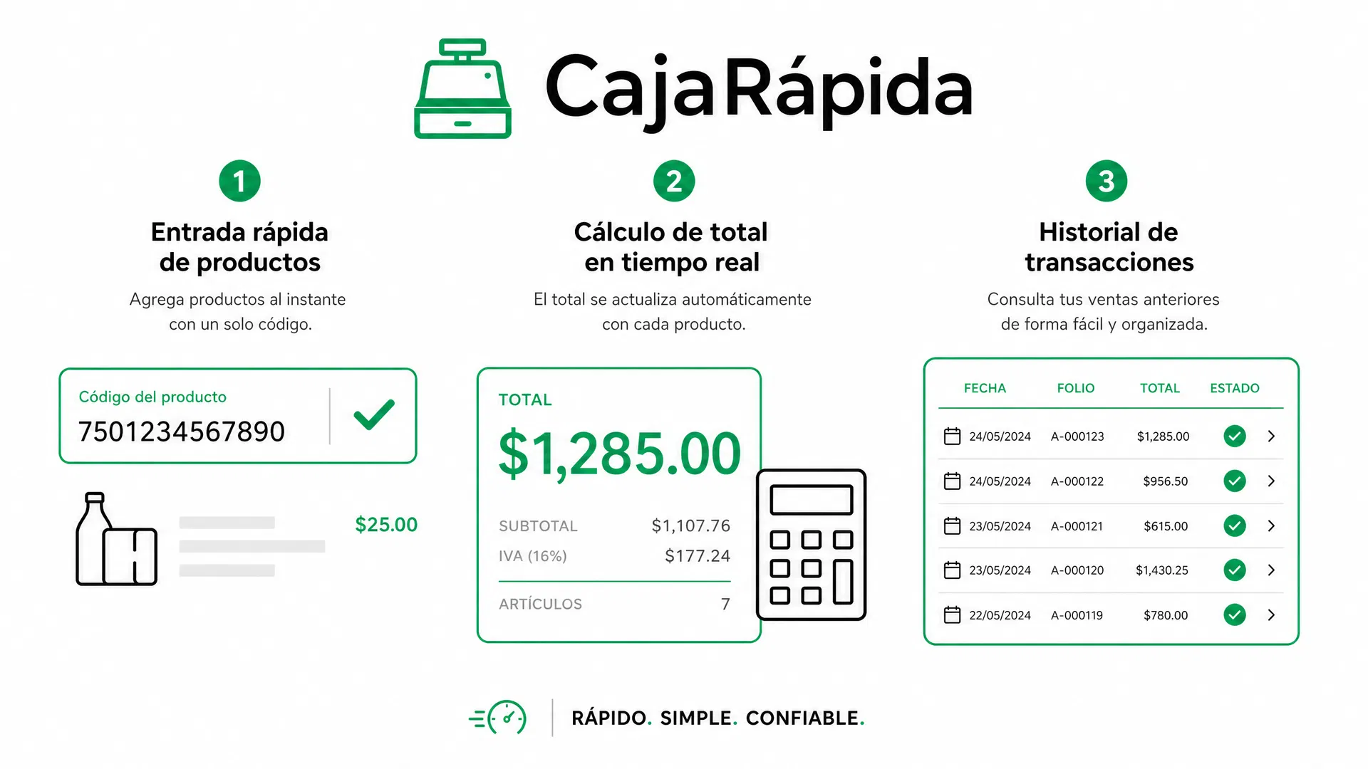 CajaRápida Features