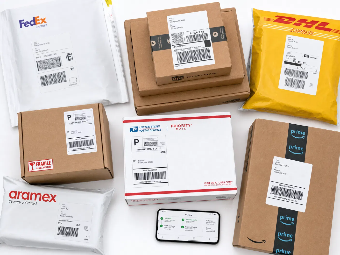 Express courier parcels ready for shipping