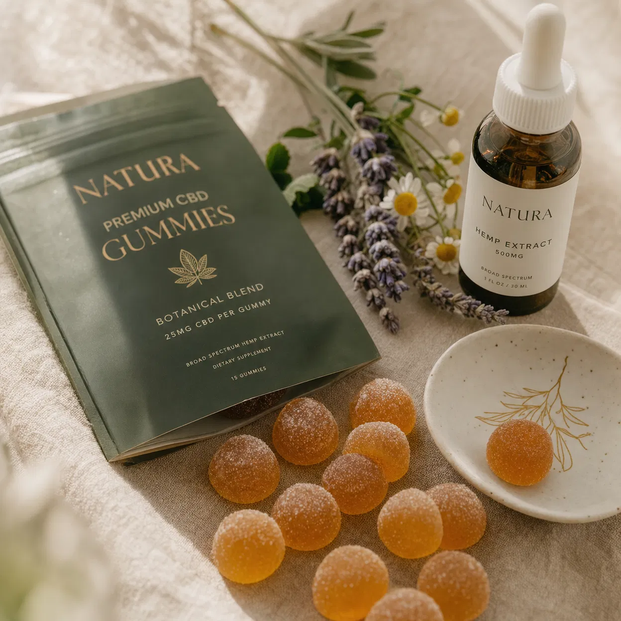 Natural CBD gummies and botanical ingredients