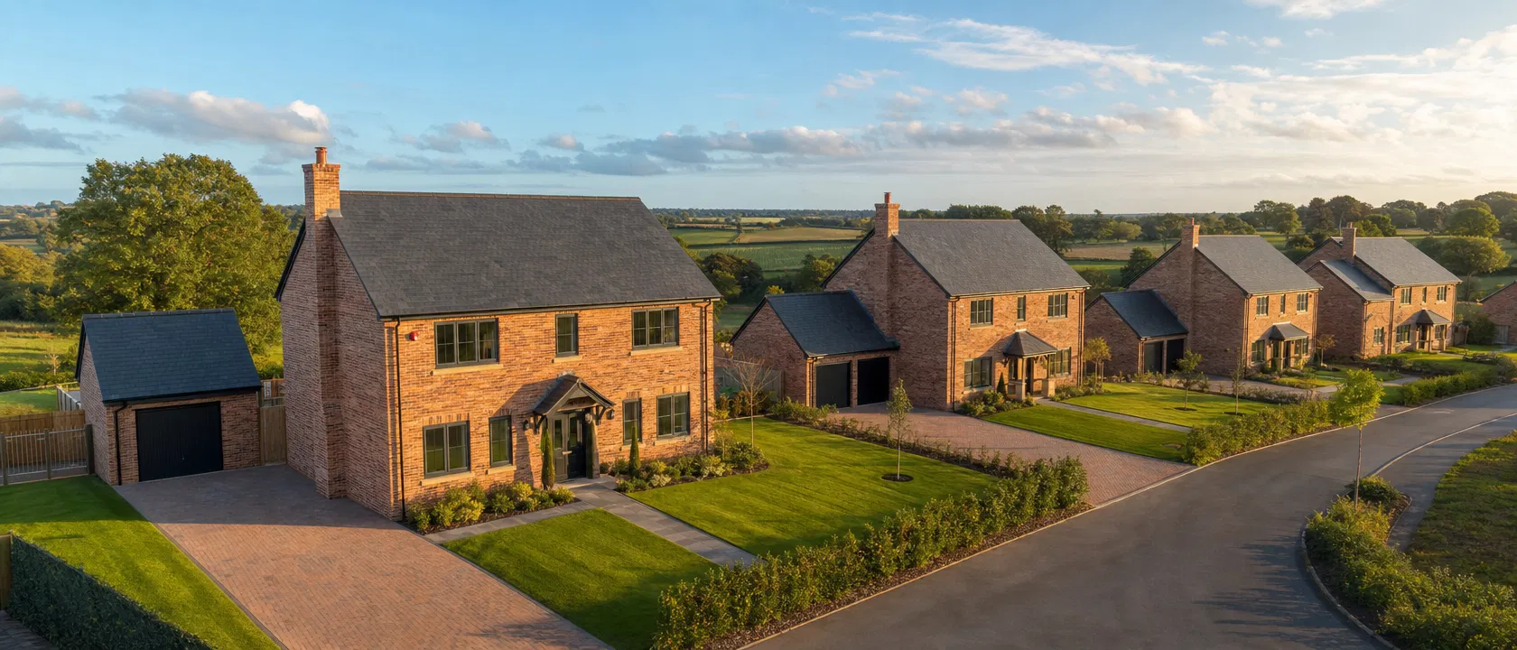 Premium new build homes development in the UK countryside