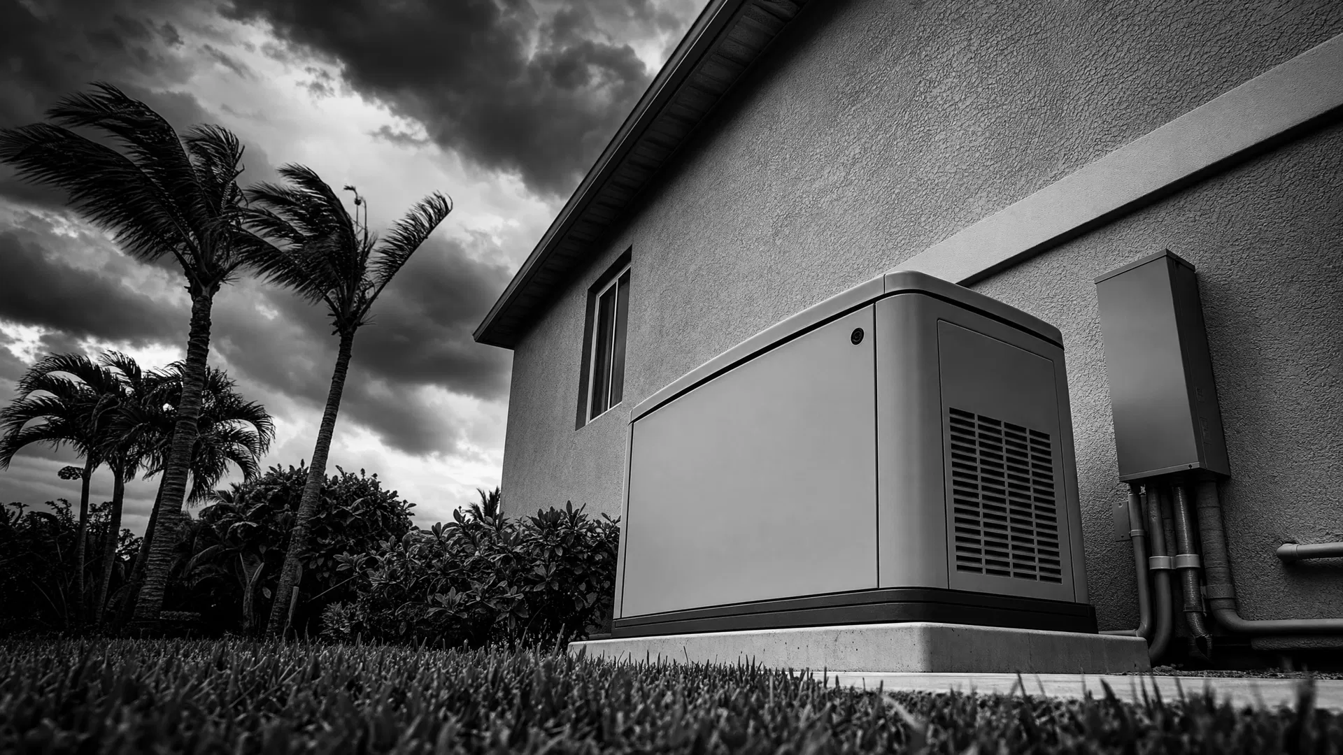 Generator replacement installation beside a Boca Raton Florida home