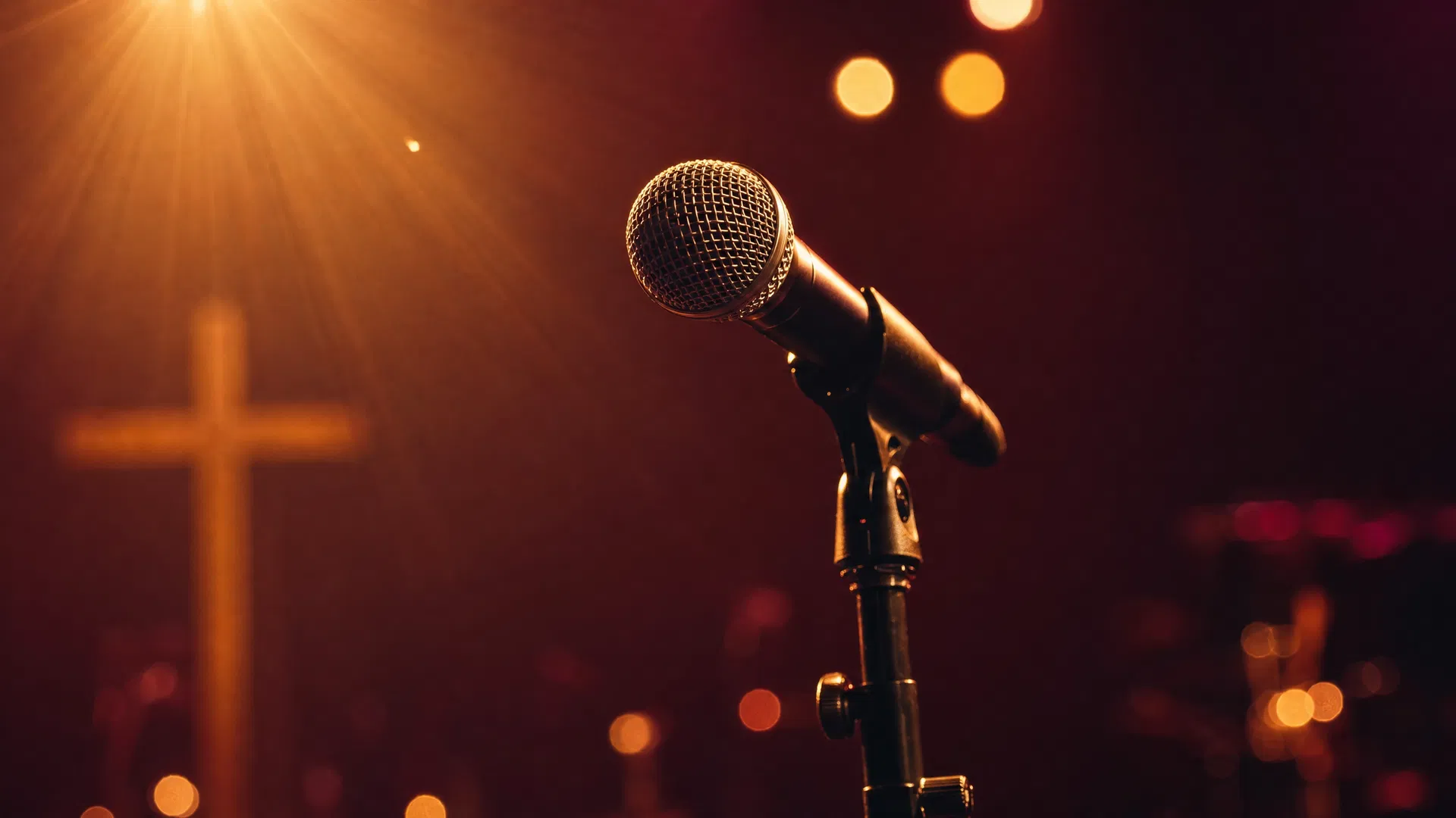 Microphone with warm stage lighting