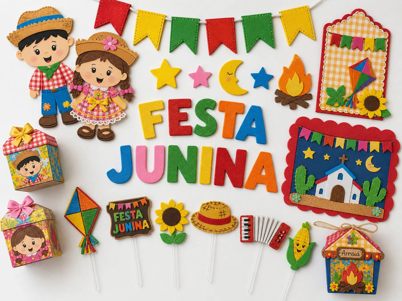 Exemplos de moldes EVA para Festa Junina