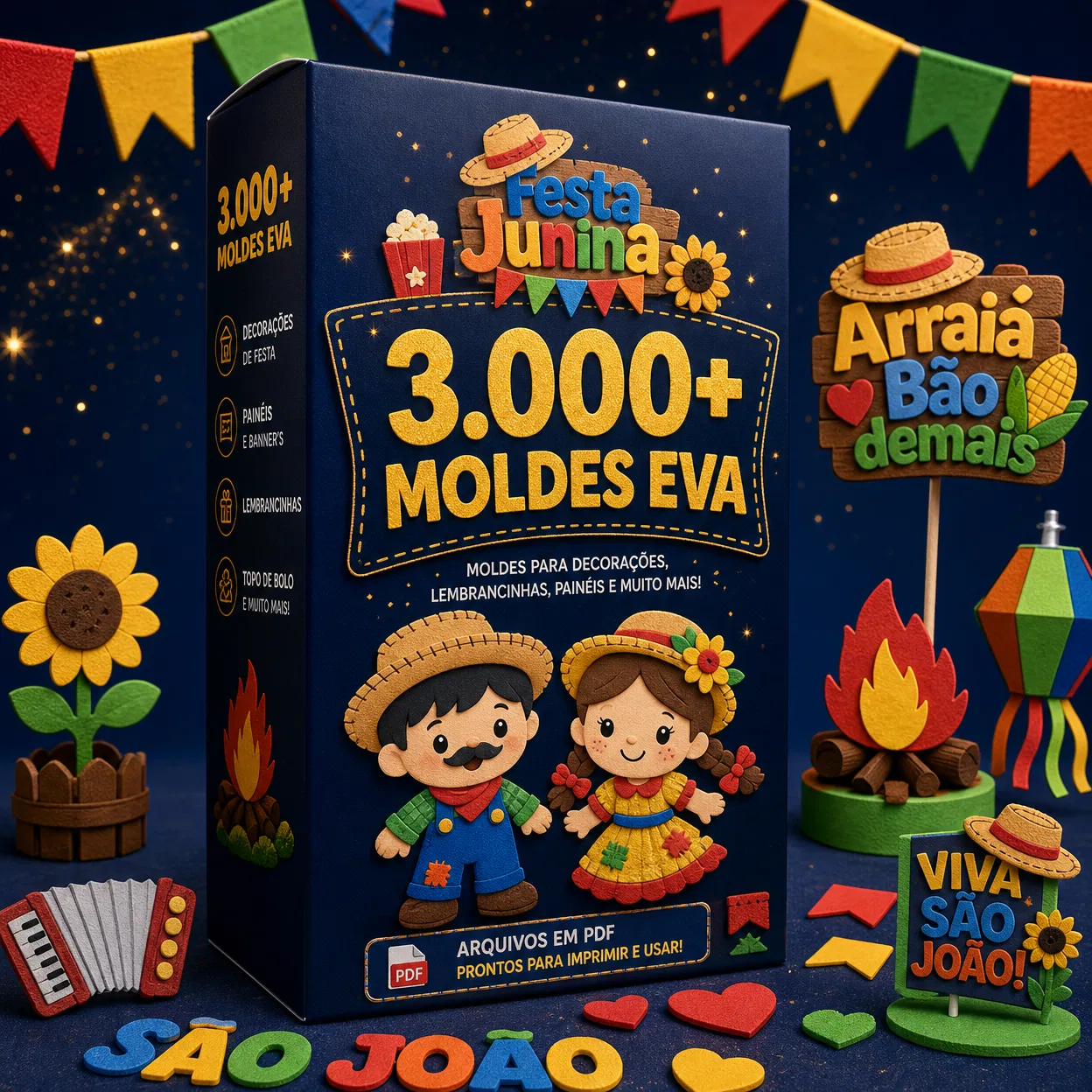 Produto: Mais de 3.000 Moldes EVA para Festa Junina