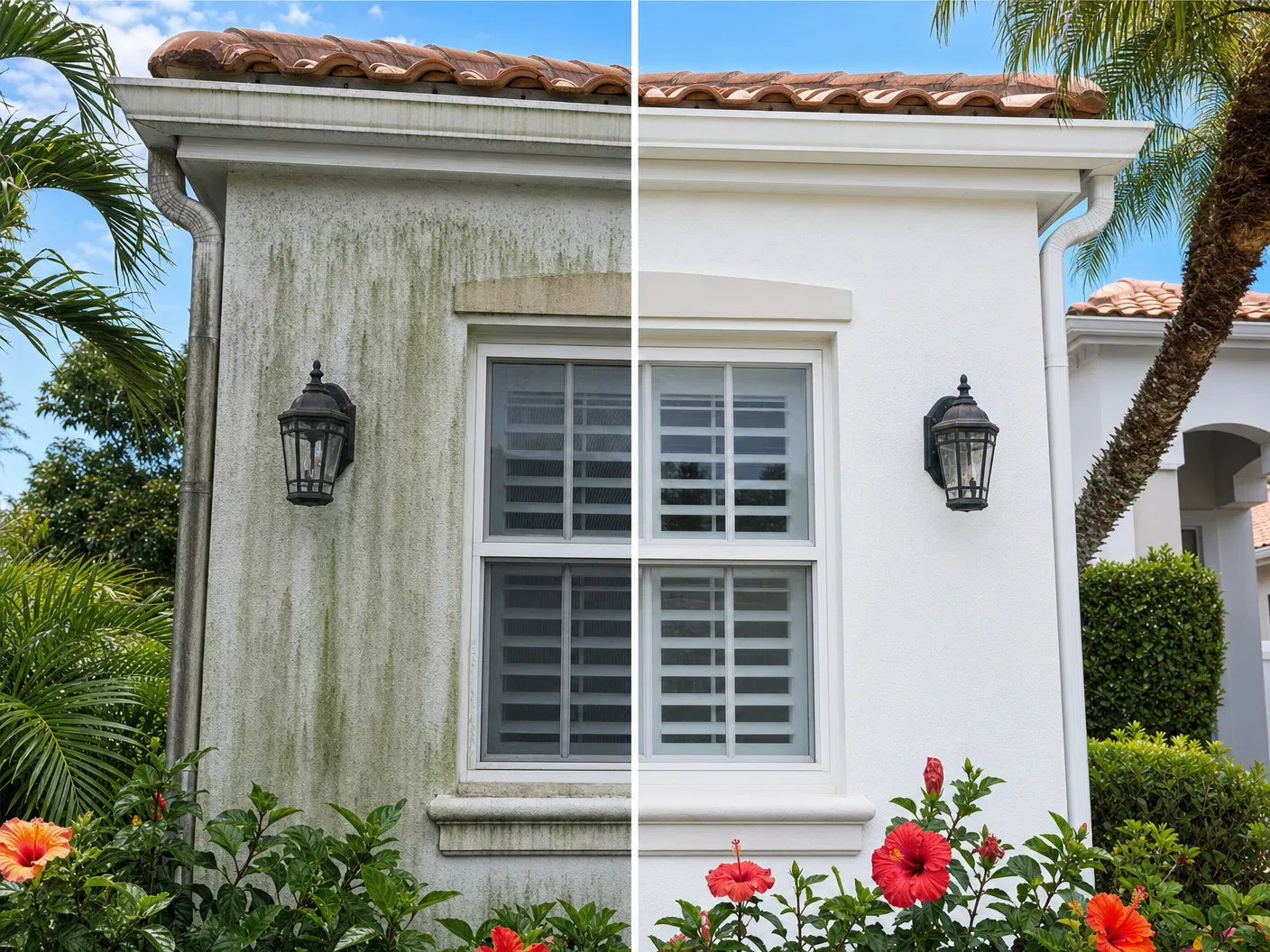 House Washing before and after in Florida