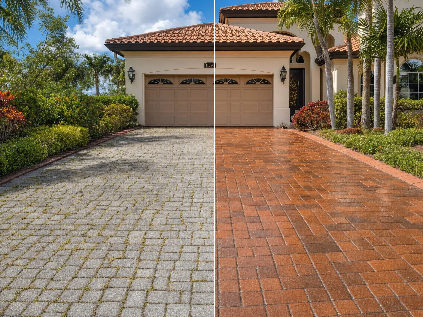 Paver Sealing before and after in Florida