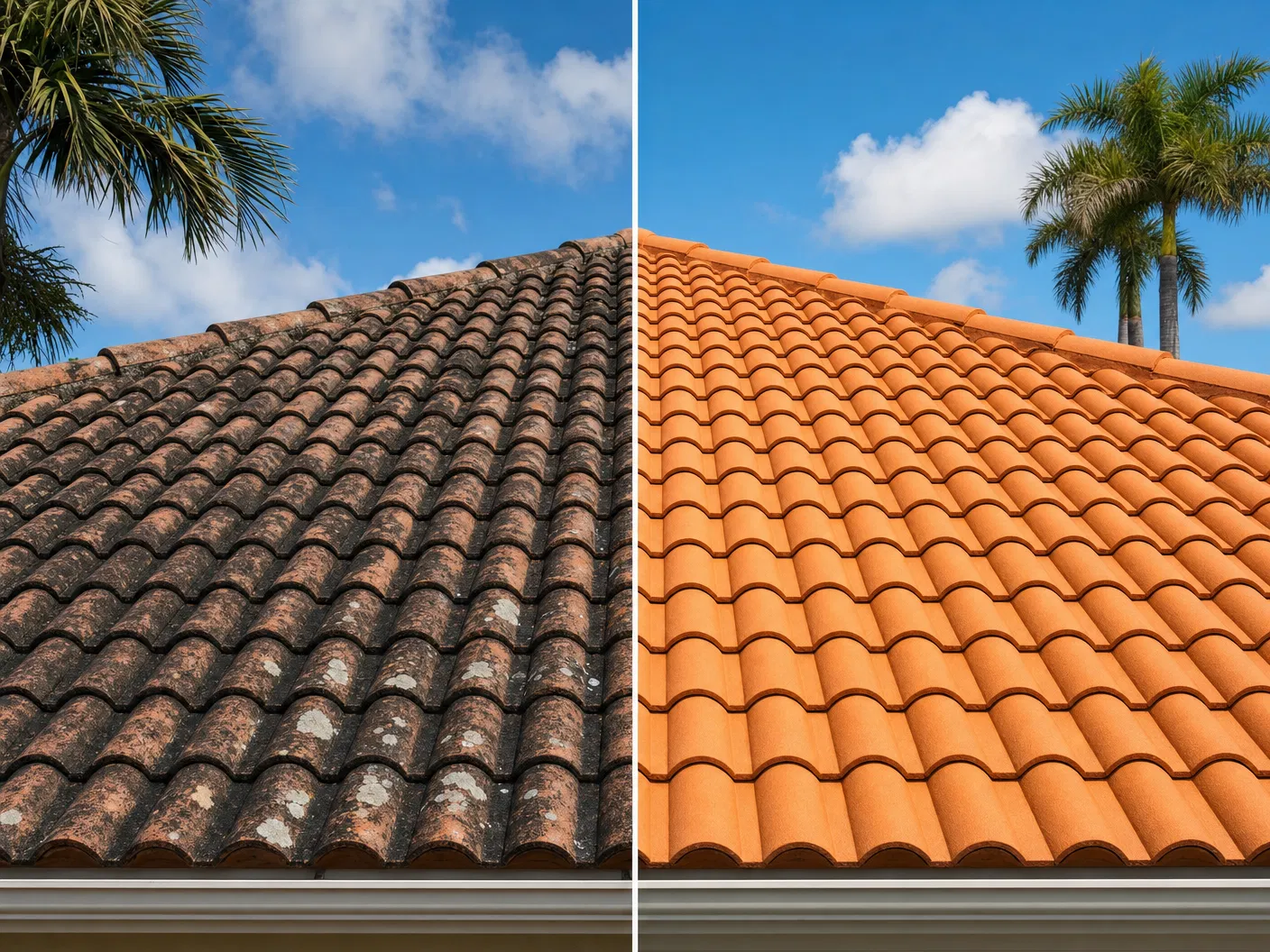 Roof Cleaning before and after in Florida