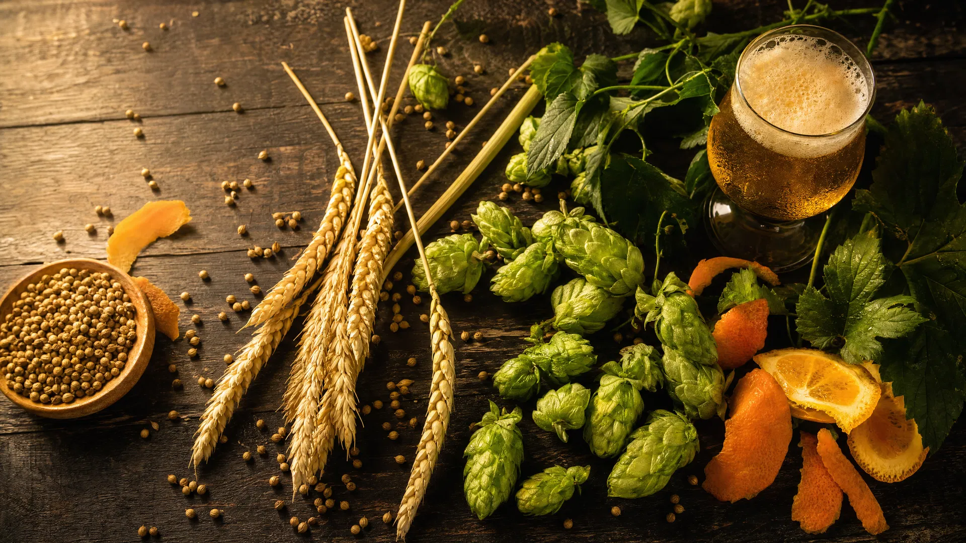 Belgian wheat craft beer ingredients