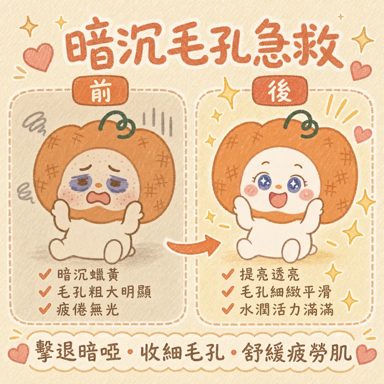 暗沉毛孔急救前後對比