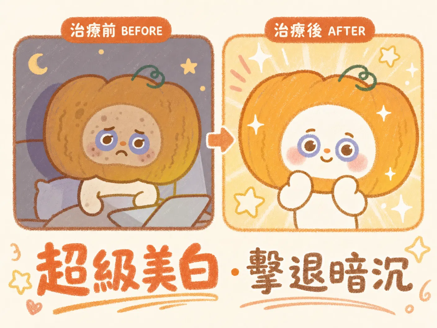 超級美白前後對比