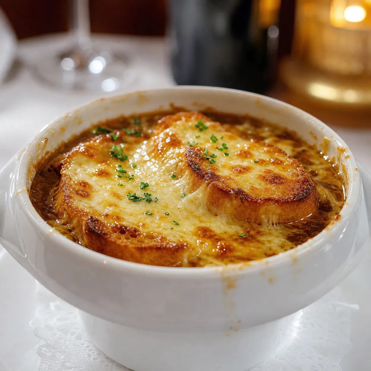 Soupe à l'oignon gratinée