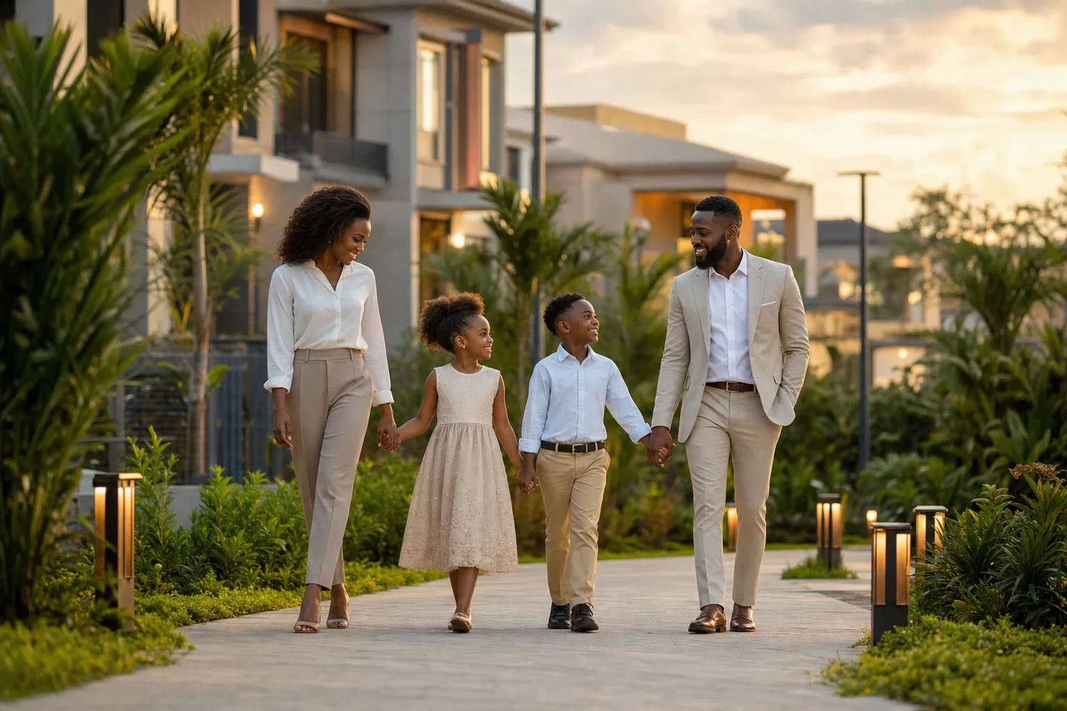 Family lifestyle in modern estate