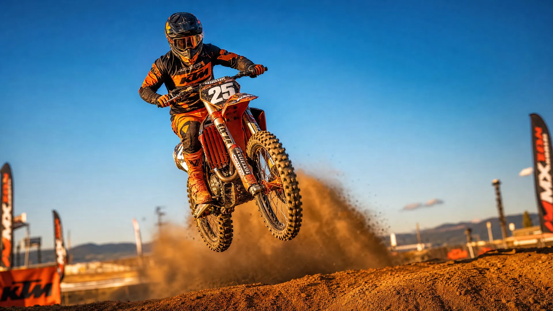 Dirt bike rider mid-jump