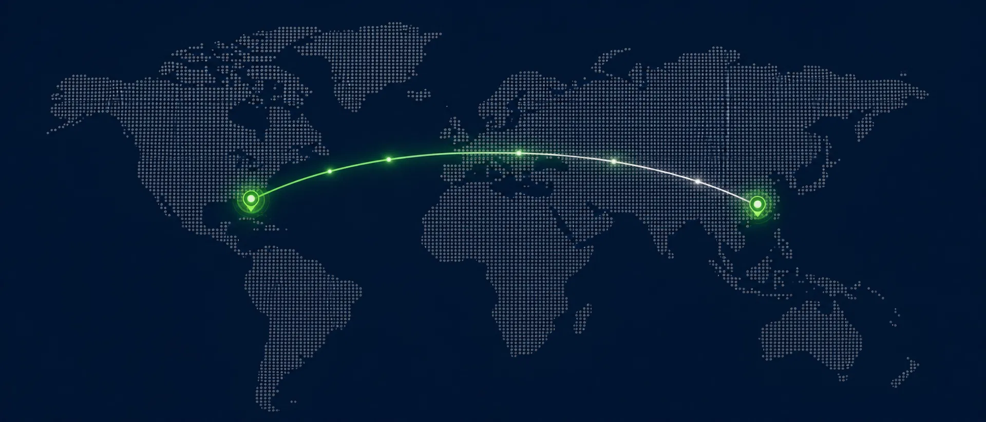 Trade route connecting Miami and Shenzhen