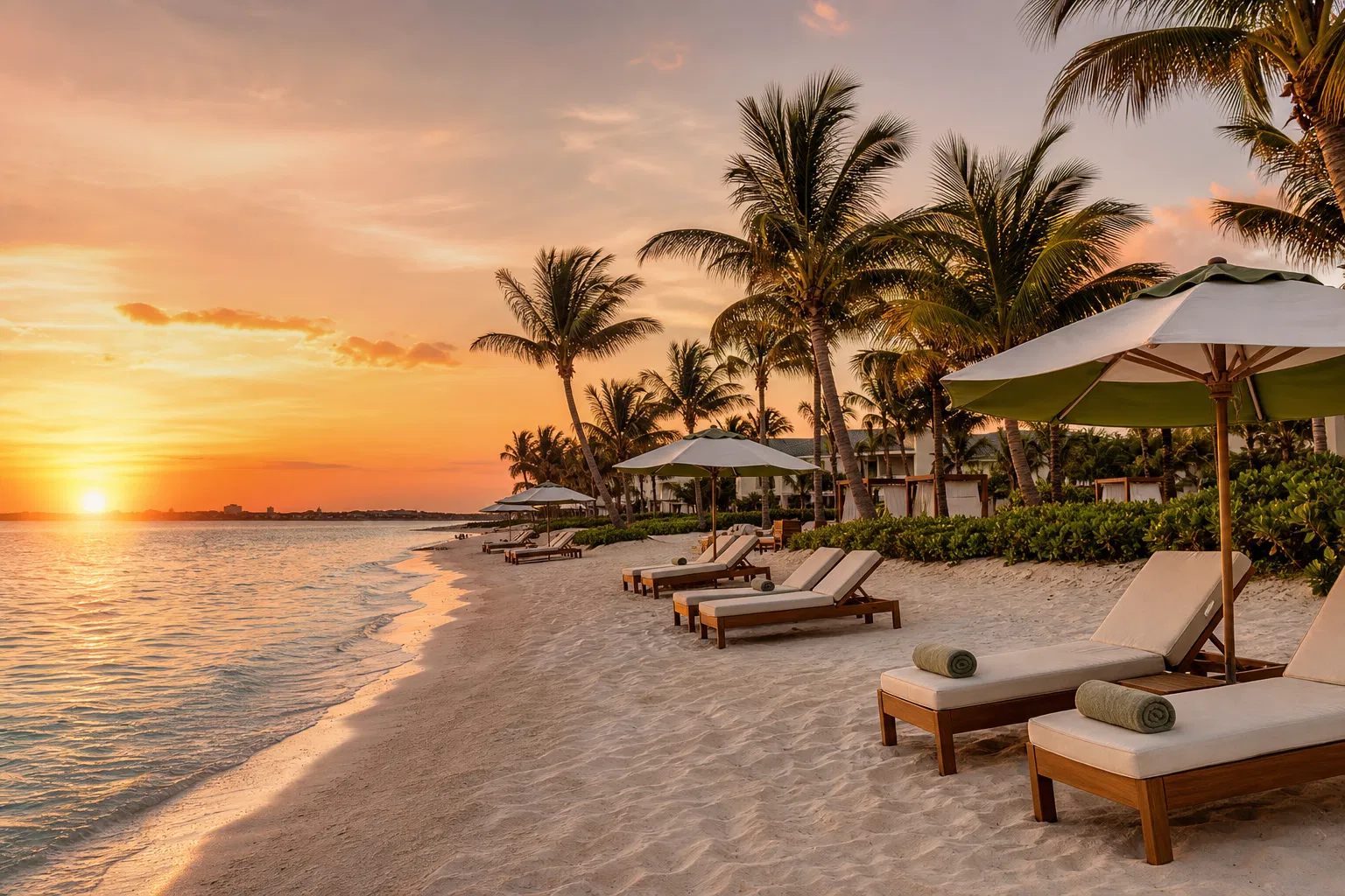 Wyndham Grand Cancun beach at sunset
