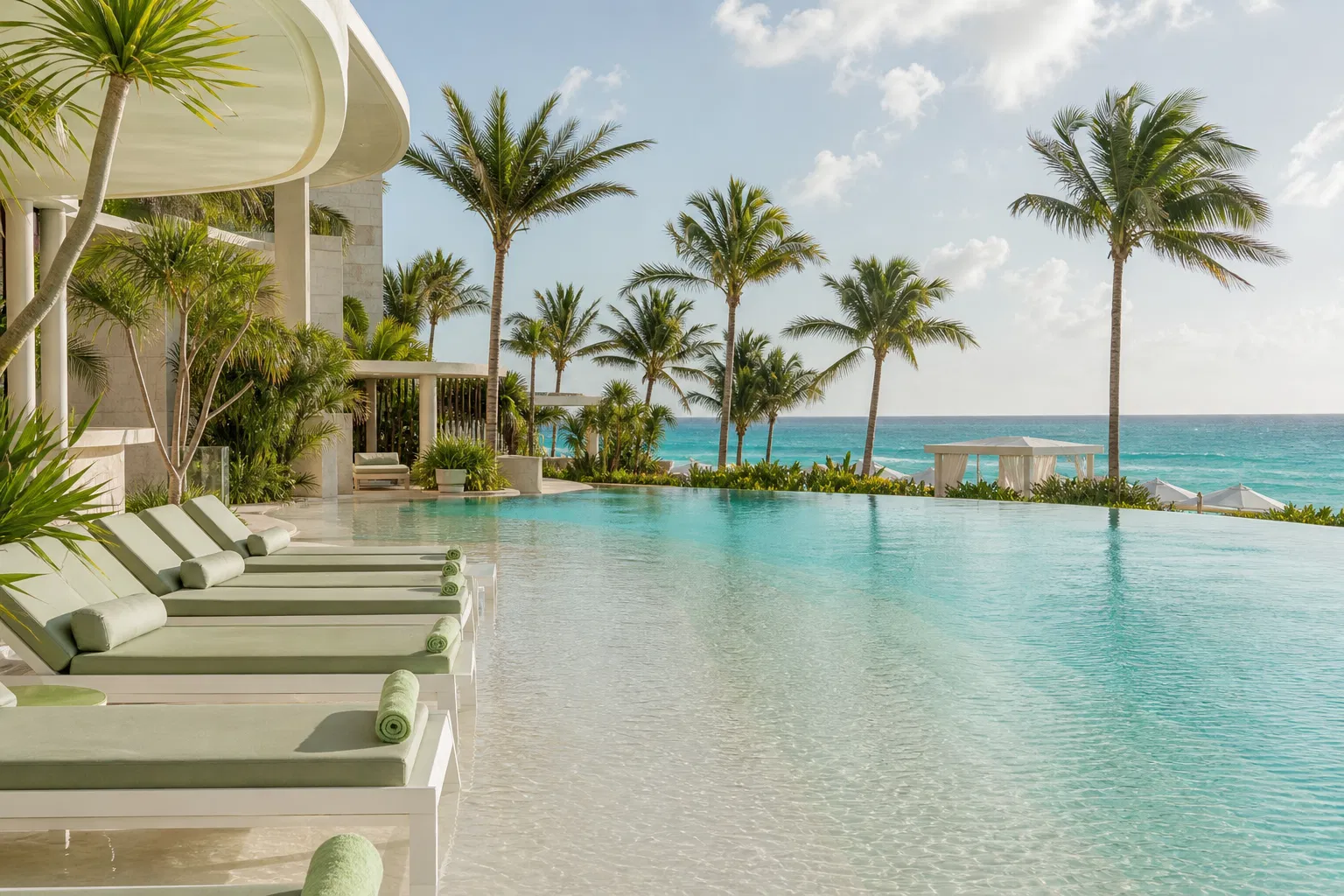 Wyndham Grand Cancun pool and Caribbean sea