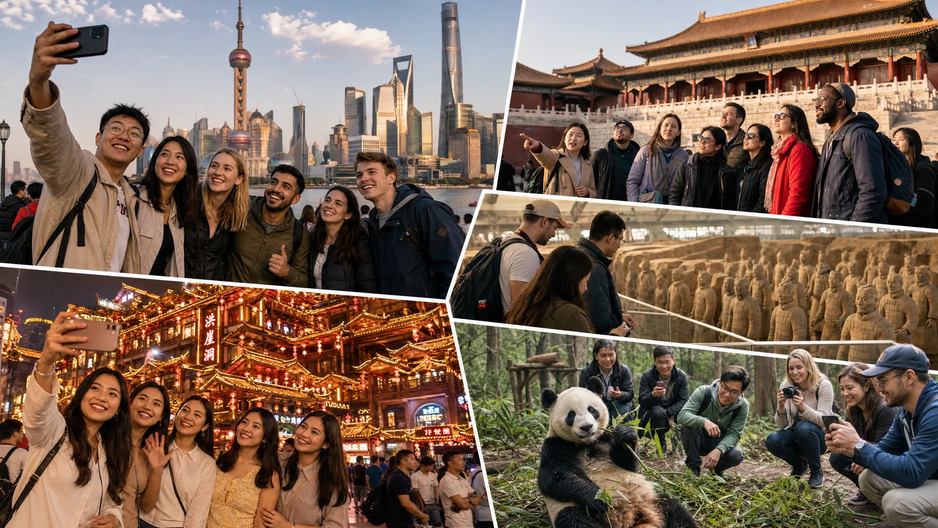 Tour team in Shanghai, Beijing, Xi'an, Chongqing Hongya Cave, and Chengdu