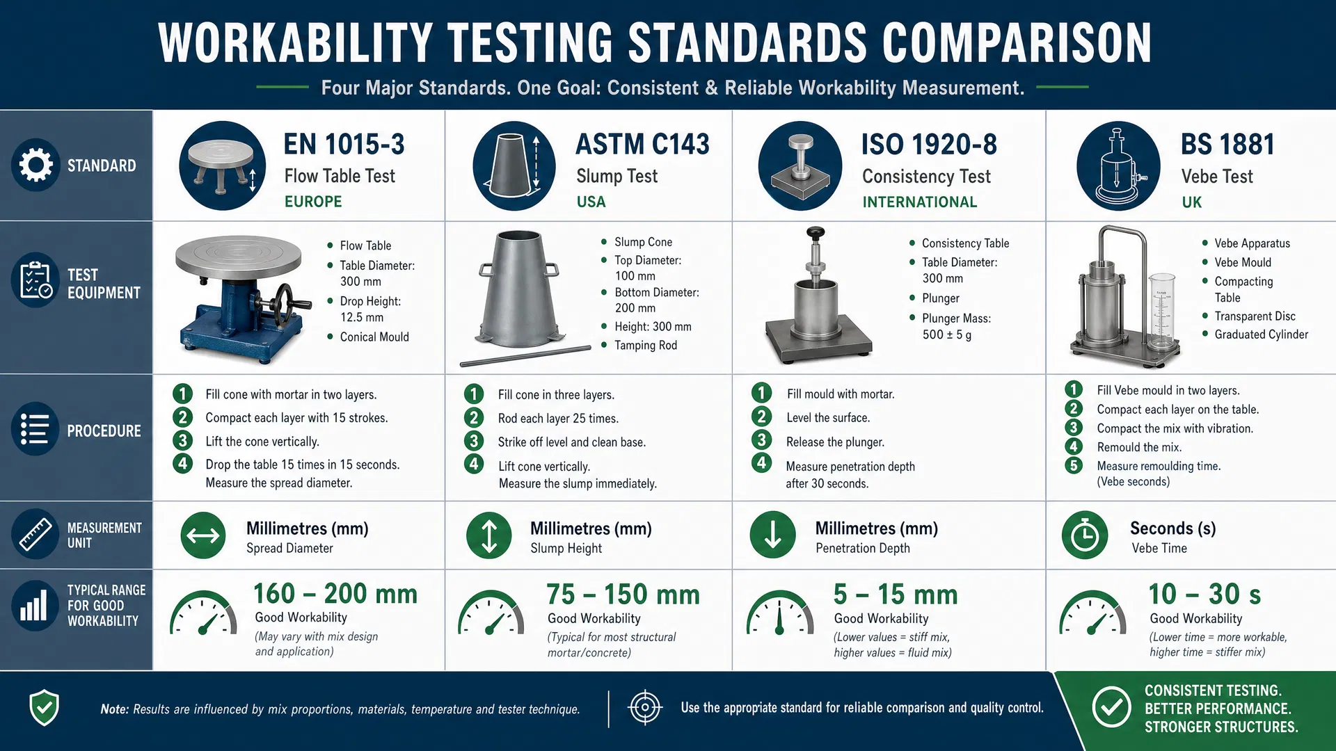 Workability Testing Standards Comparison