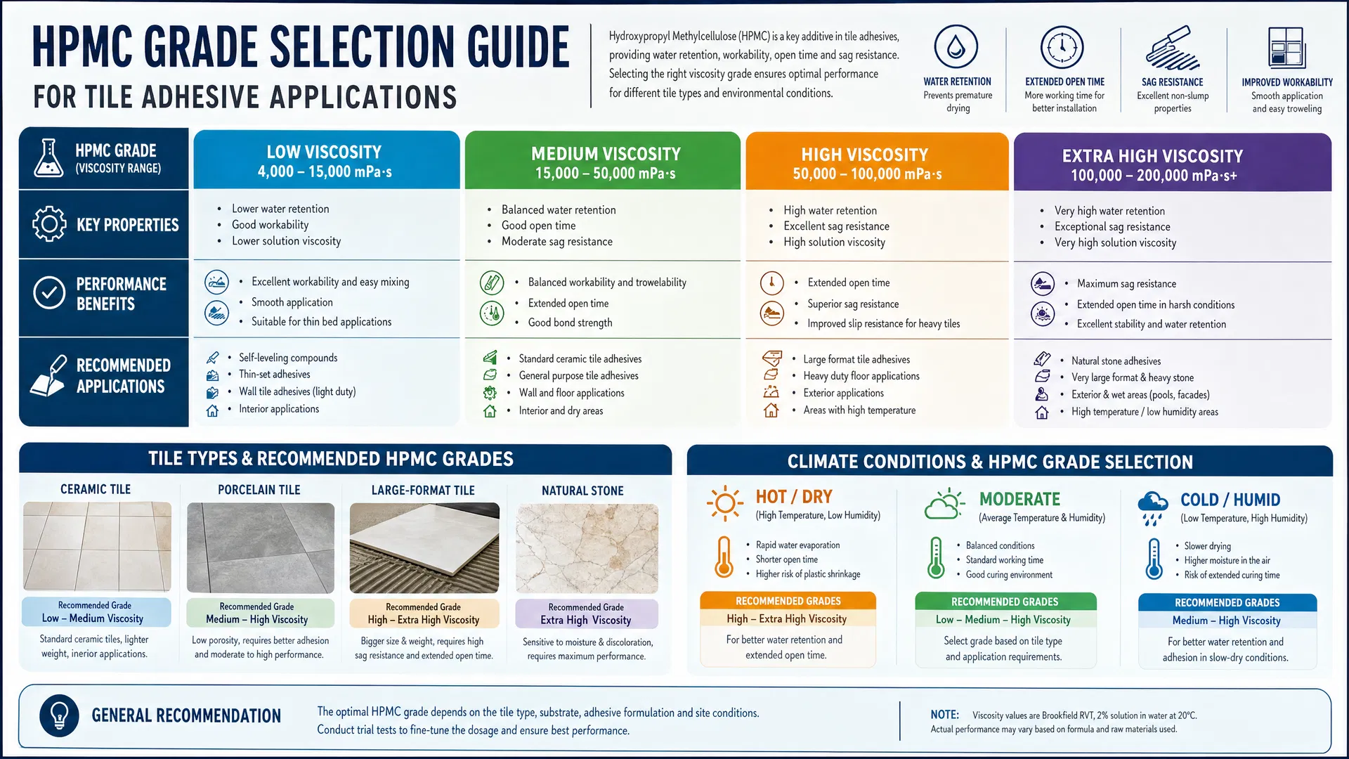 HPMC Grade Selection Guide for Tile Adhesive Applications