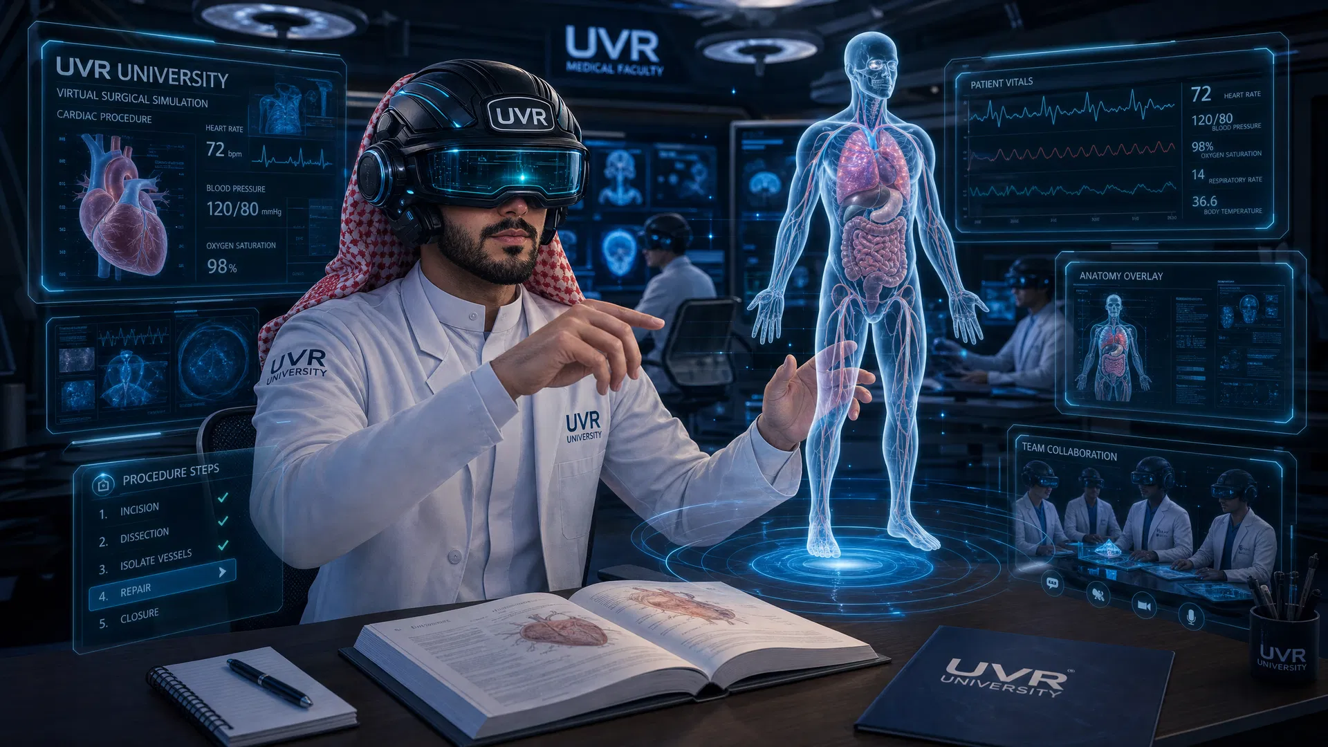 طالب طب سعودي في مختبر طبي افتراضي