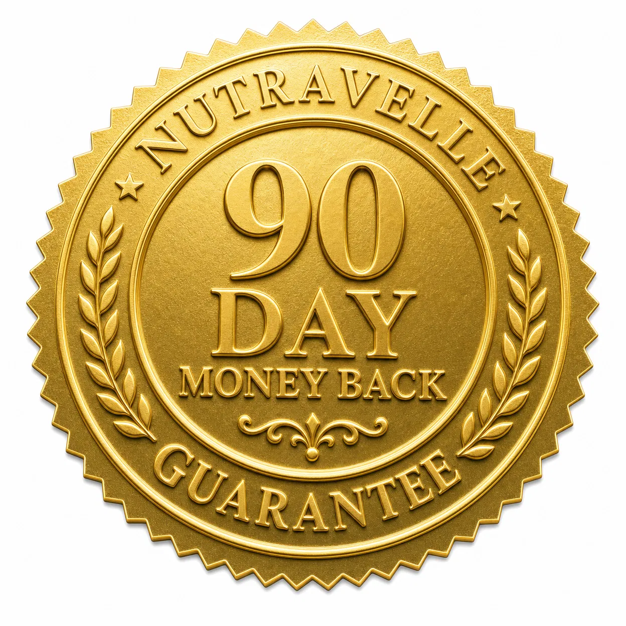 Nutravelle 90-Day Money Back Guarantee Seal