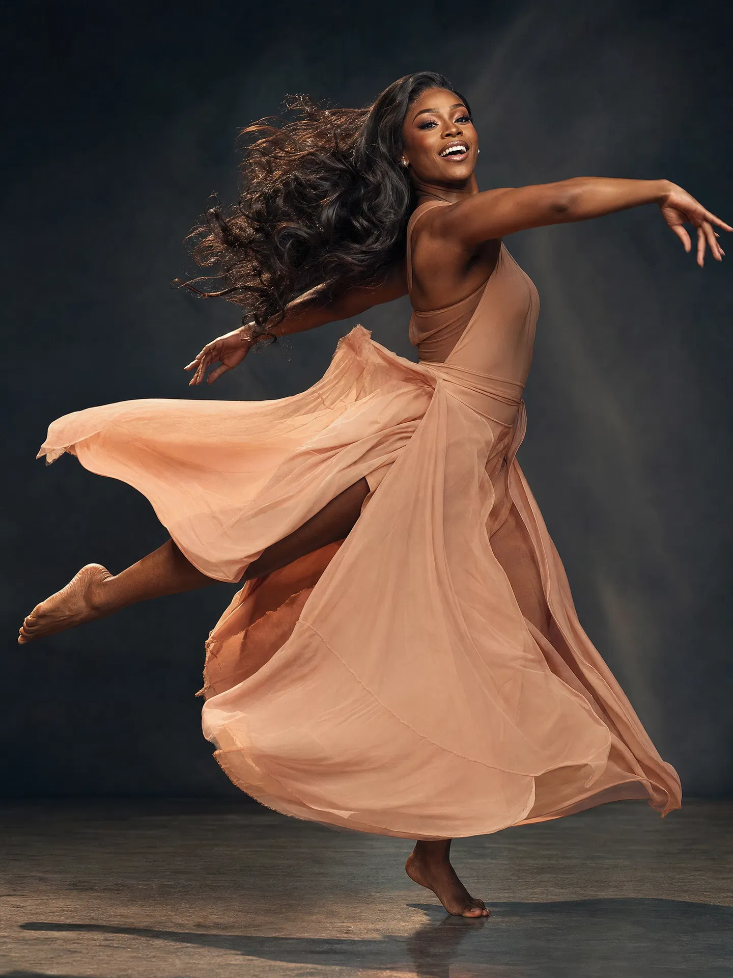 Professional dancer mid-performance