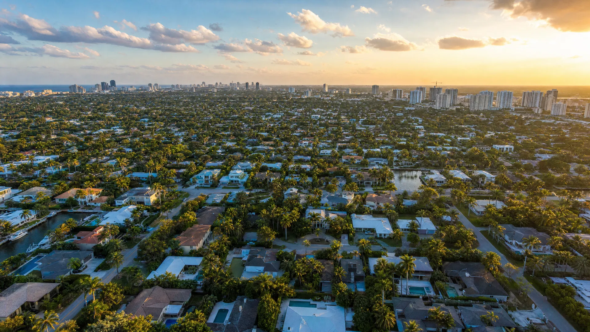 Aerial view of South Florida neighborhoods