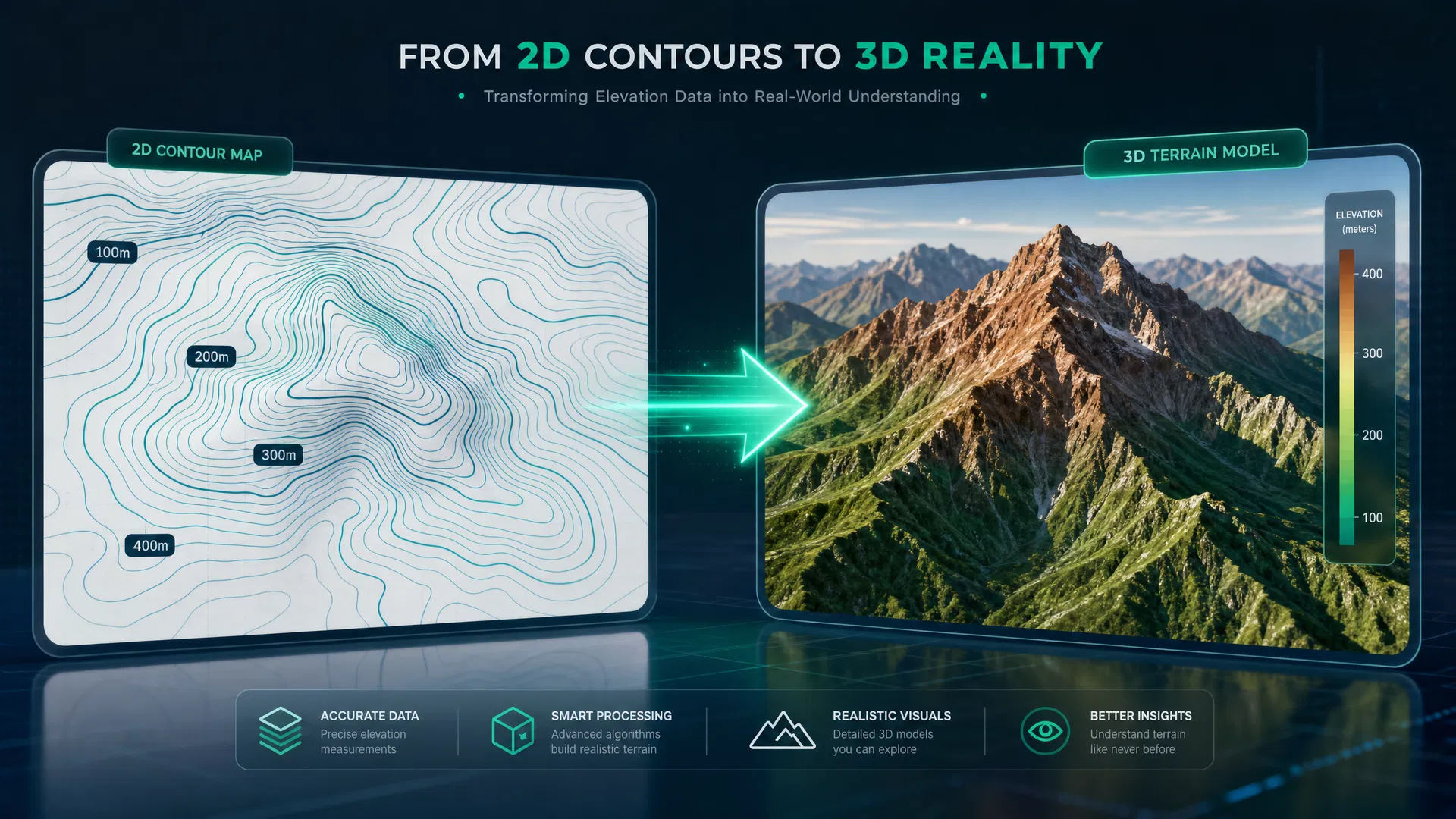 2D to 3D terrain transformation