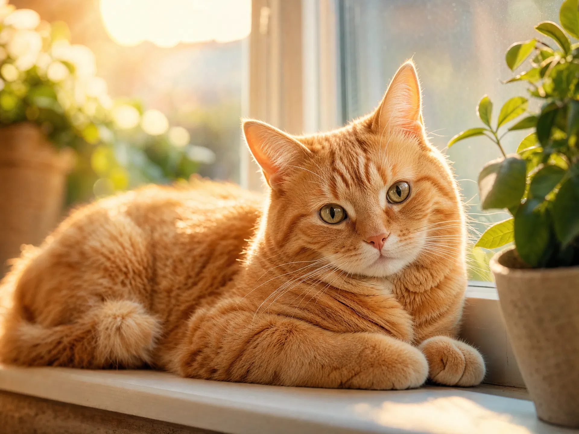 猫咪在窗台晒太阳