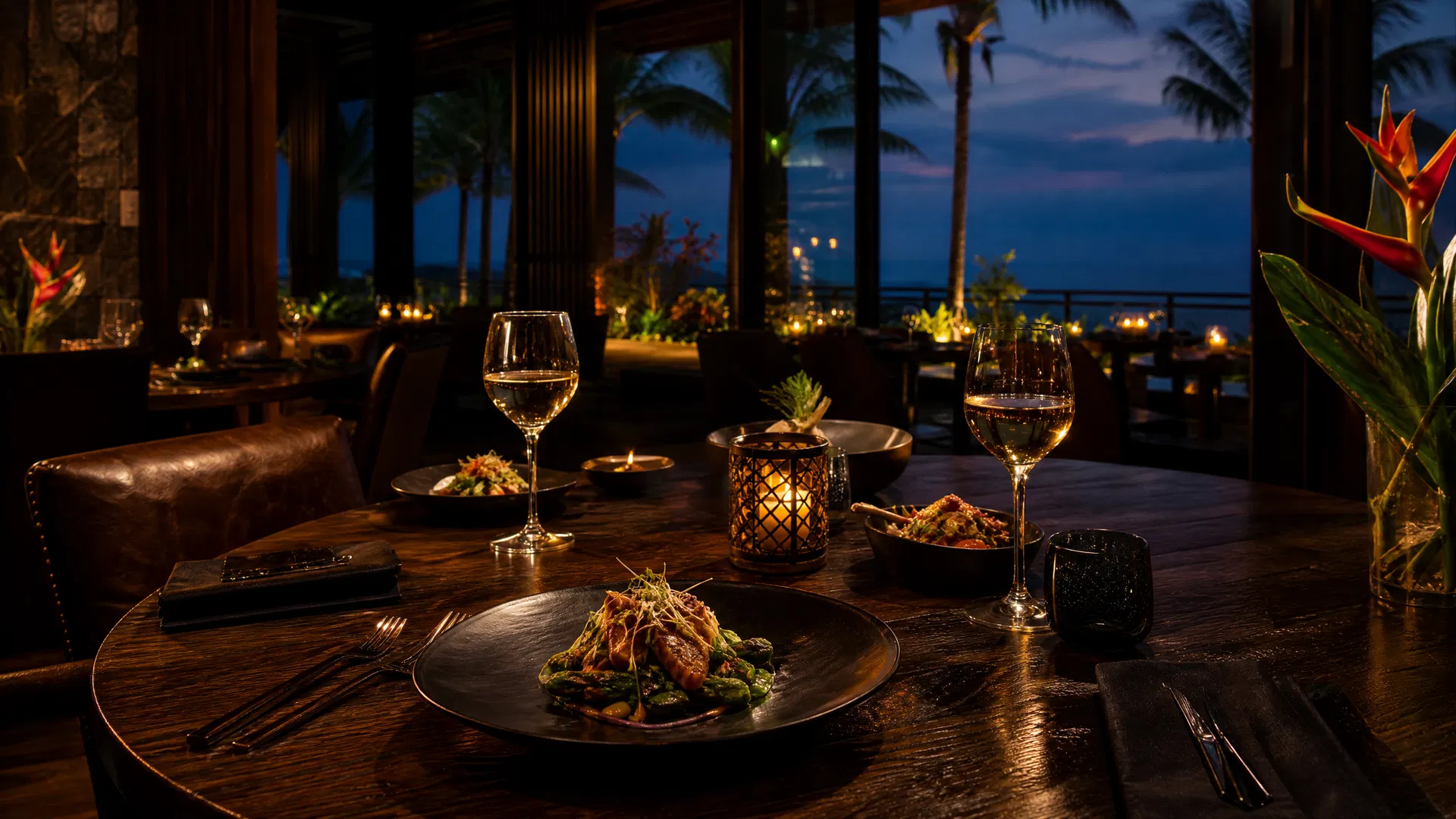 Upscale tropical restaurant in the Philippines serving Chef Boutique gourmet dishes — resort dining with premium plated food