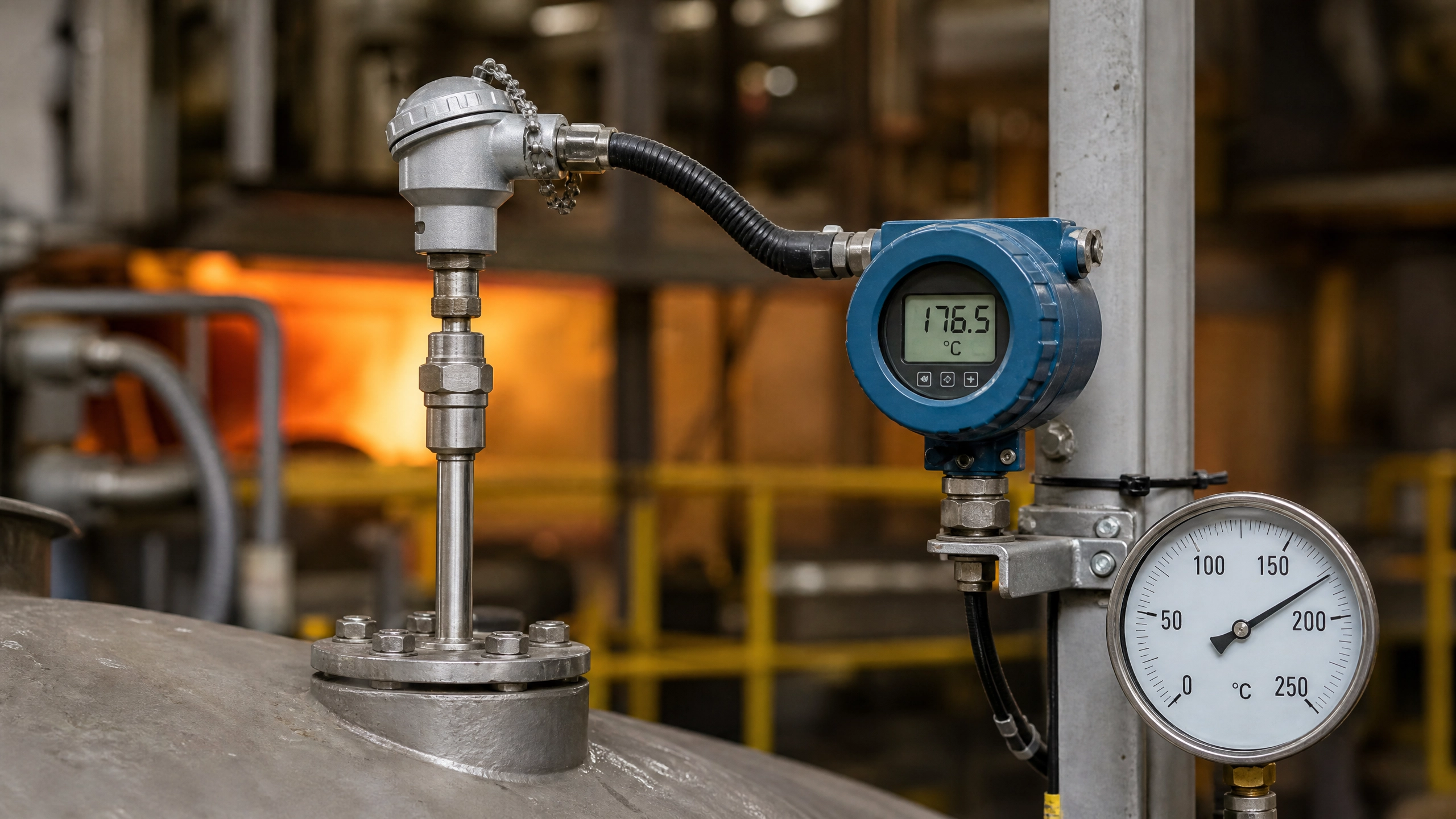 Industrial RTD Temperature Probe with 4-20 mA Transmitter