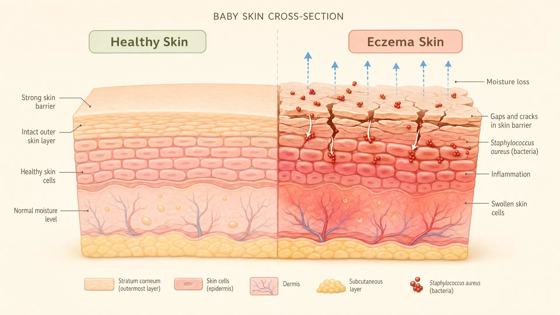 Eczema skin barrier diagram