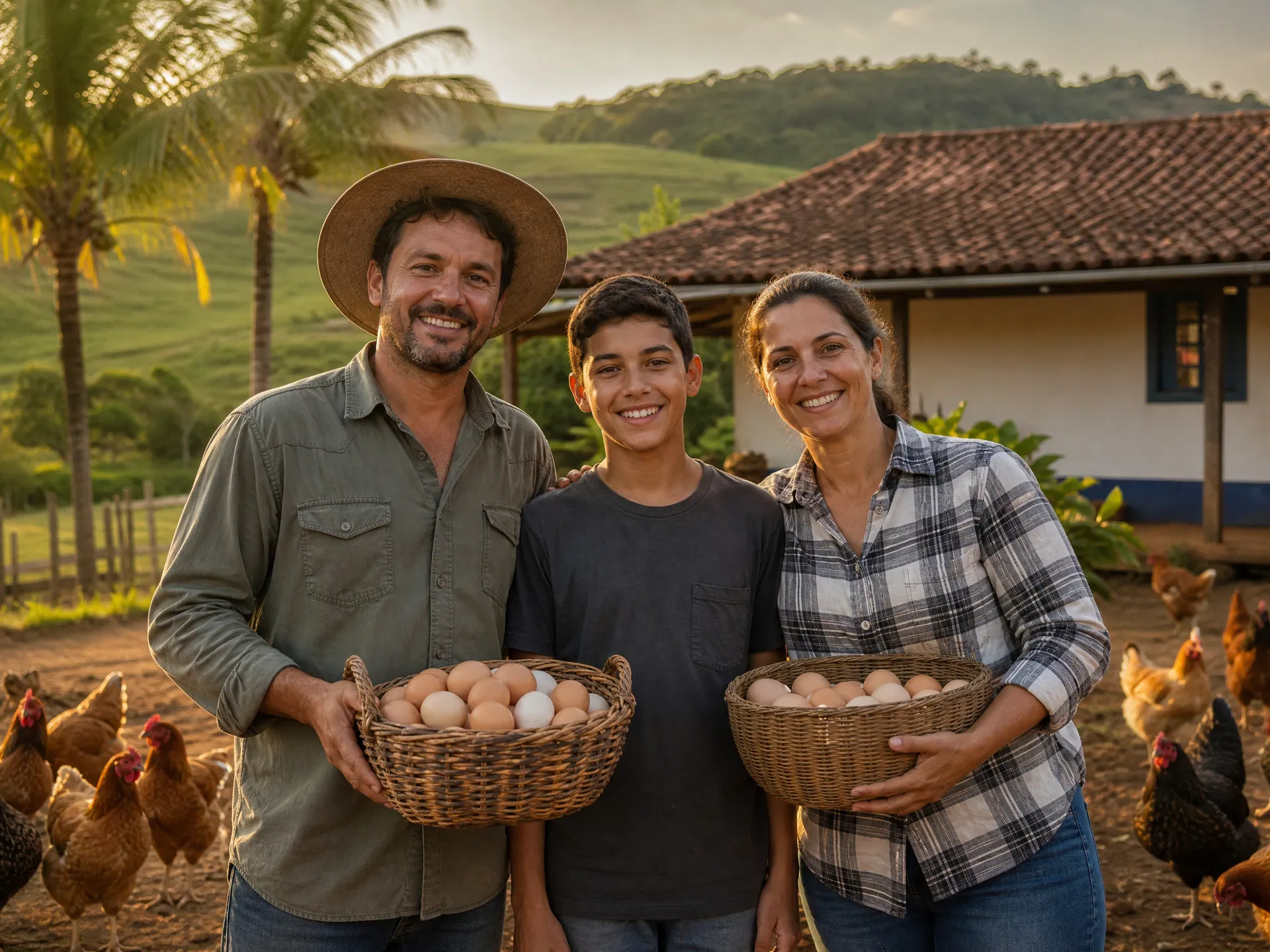 Família rural feliz
