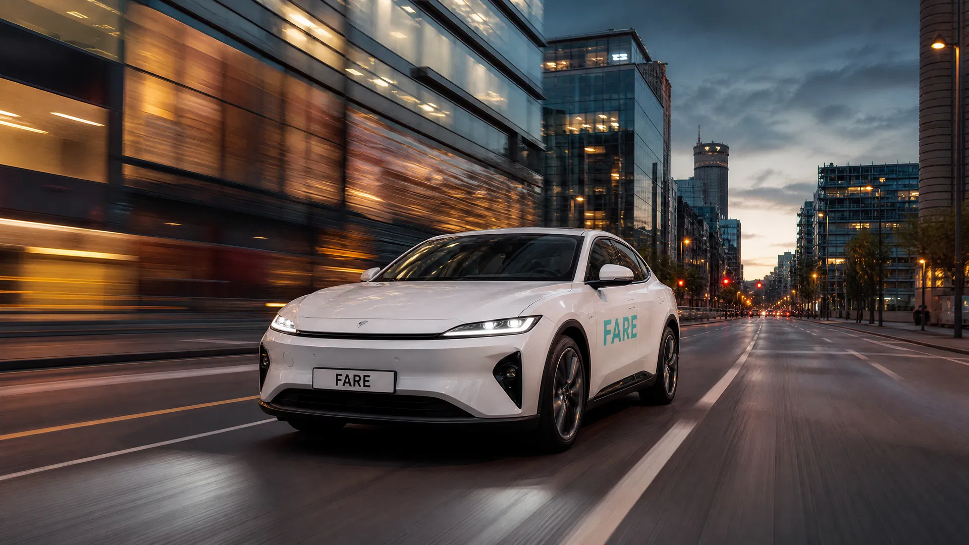 Fare electric car in urban environment